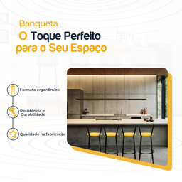 Kit 4 Banquetas para Balcão Bancada Cozinha Bistrô Ilhas Gourmet Bares Banco Flórida Preta - 3