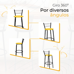Kit 4 Banquetas para Balcão Bancada Cozinha Bistrô Ilhas Gourmet Bares Banco Flórida Preta - 5