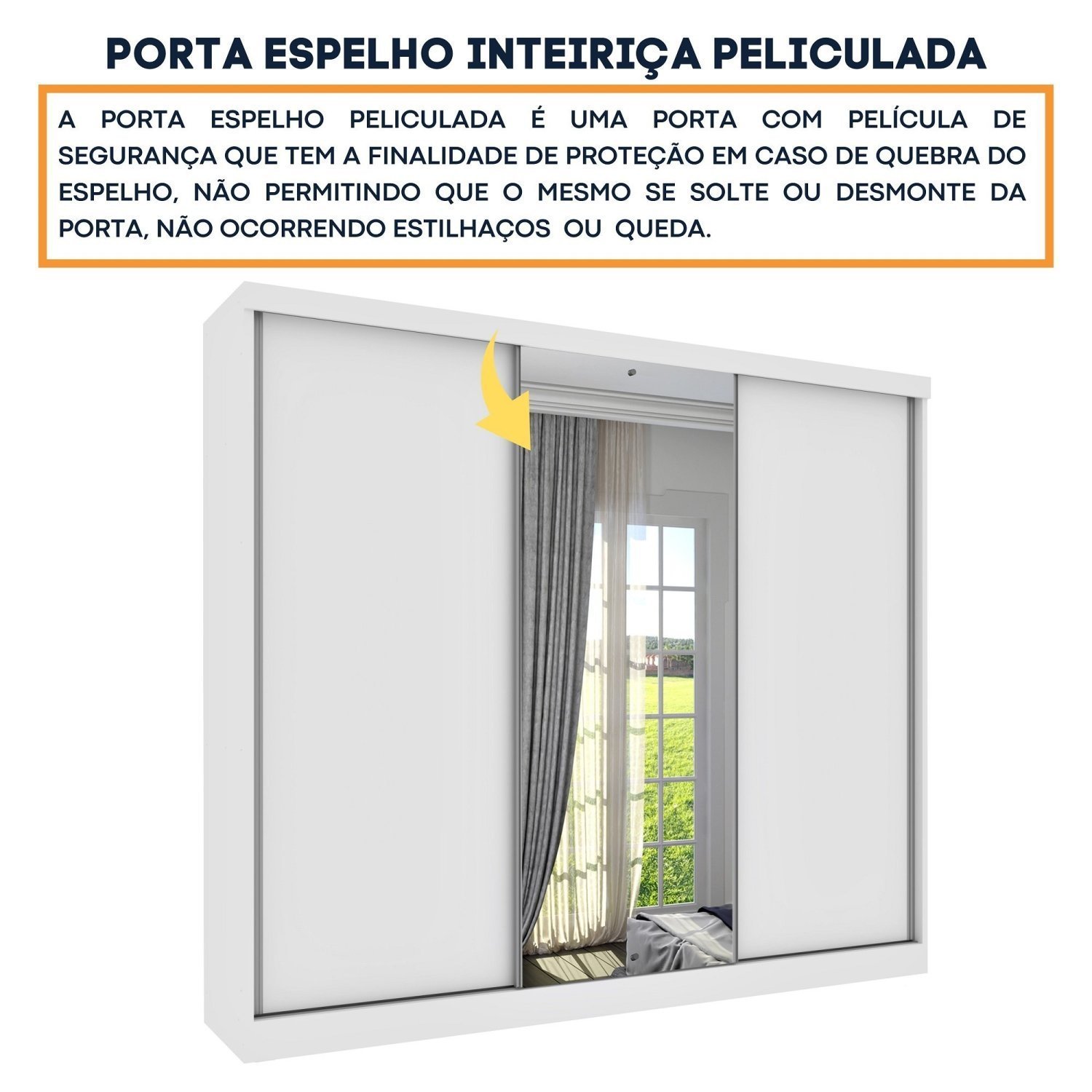 Guarda Roupa Casal com Espelho e pés 3 Portas 6 Gavetas 270cm Milão   - 10