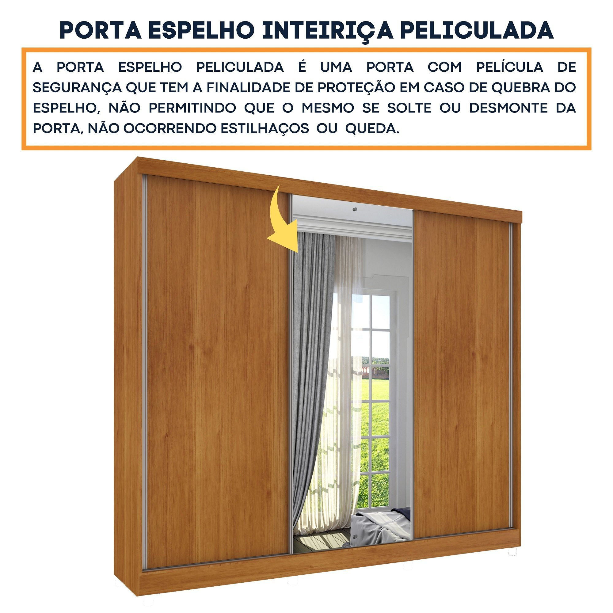 Guarda Roupa Casal com Espelho e pés 3 Portas 6 Gavetas 270cm Milão  Flex  - 11