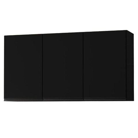 Armario Aereo 3 Portas 118 cm Suecia Preto Rudk