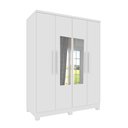 Ver imagem 2 de Guarda Roupa Solteiro com Espelho e Pés 4 Portas 2 Gavetas 133cm Amsterdam Branco/Neve