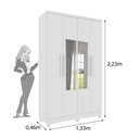 Ver imagem 3 de Guarda Roupa Solteiro com Espelho e pés 4 Portas 2 Gavetas 133cm Amsterdam