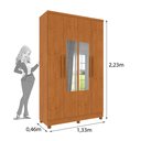 Ver imagem 3 de Guarda Roupa Solteiro com Espelho e pés 4 Portas 2 Gavetas 133cm Amsterdam