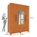 Ver imagem 3 de Guarda Roupa Solteiro com Espelho e Pés 4 Portas 2 Gavetas 133cm Amsterdam Bege/Cinamomo