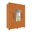Ver imagem 2 de Guarda Roupa Solteiro com Espelho e Pés 4 Portas 2 Gavetas 133cm Amsterdam Bege/Cinamomo