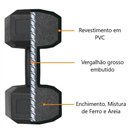 Ver imagem 2 de Halter Dumbell Cement Sextavado Bonafit 6kg Preto