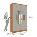 Ver imagem 3 de Guarda Roupa Solteiro com Espelho e pés 4 Portas 2 Gavetas 133cm Amsterdam