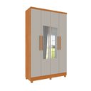 Ver imagem 2 de Guarda Roupa Solteiro com Espelho e pés 4 Portas 2 Gavetas 133cm Amsterdam
