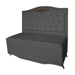 Cabeceira mais Calçadeira Casal King 195cm Para Cama Box Greta Suede Cinza - DS Estofados - 2