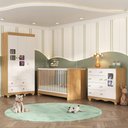 Ver imagem 2 de Quarto de Bebê Completo com Berço 3 em 1 para Colchão 130x60cm Luna Multimóveis Mp4528 Madeirado