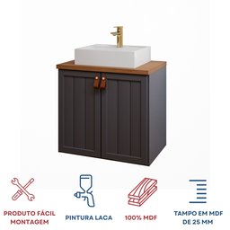 Gabinete Suspenso com Cuba 60cm Brisa Espresso Móveis - 5