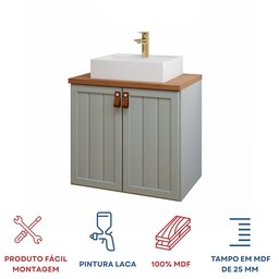 Gabinete Suspenso com Cuba 60cm Brisa Espresso Móveis - 5