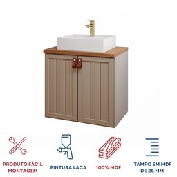 Gabinete Suspenso com Cuba 60cm Brisa Espresso Móveis - 5