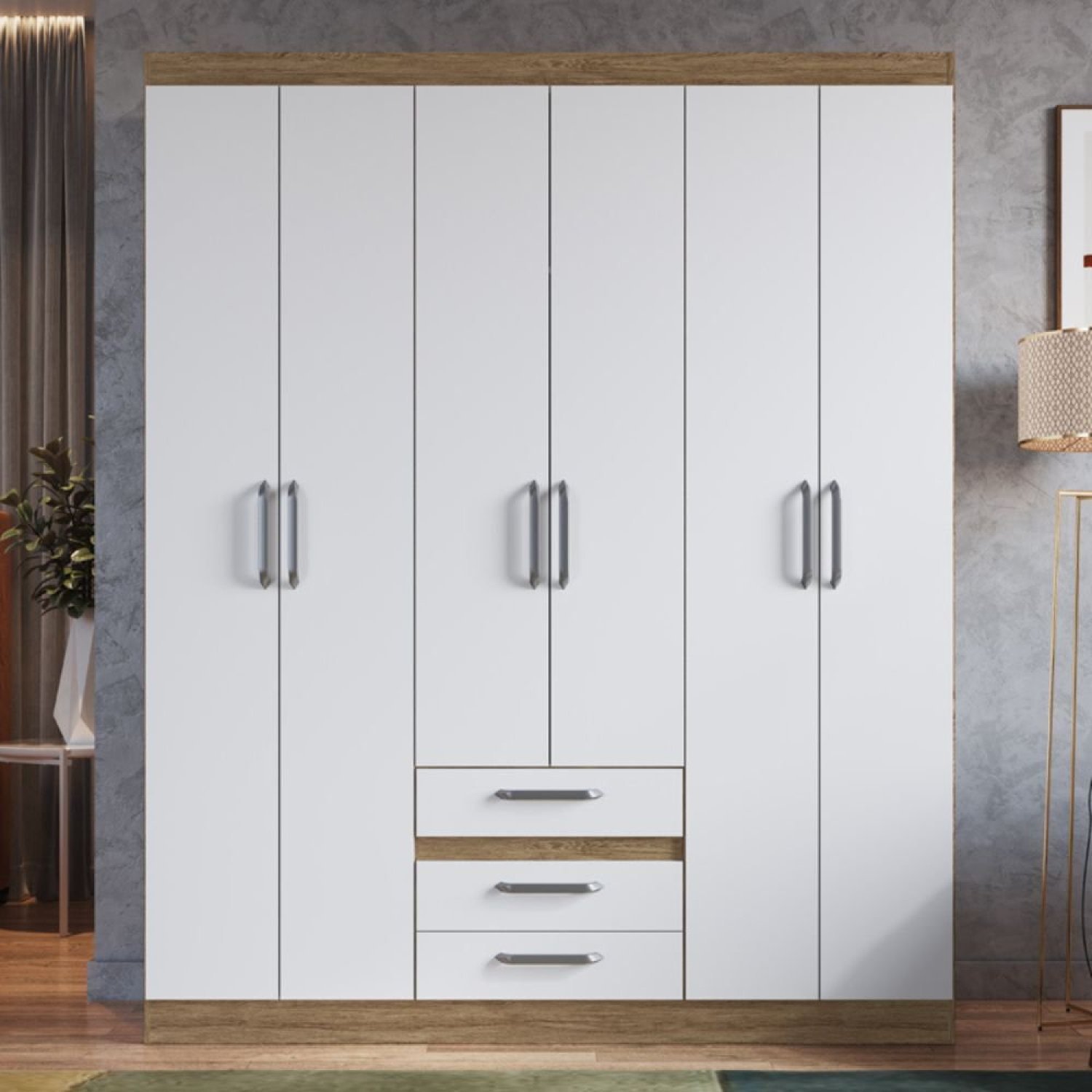 Guarda Roupa Casal 6 Portas 3 Gavetas | MadeiraMadeira
