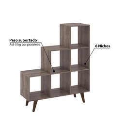 Estante em L com 6 Nichos - Rústico - 3