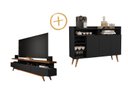 Ver imagem 1 de Conjunto de Sala com Buffet Aparador Celta e Rack para TV 70" Vivare Wood 1.8 Giga Móveis:Preto/Frei