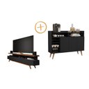 Ver imagem 1 de Conjunto de Sala com Buffet Aparador Celta e Rack para TV 70" Vivare Wood 1.8 Giga Móveis:Preto/Frei