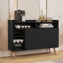 Ver imagem 3 de Conjunto de Sala com Buffet Aparador Celta e Rack para TV 70" Vivare Wood 1.8 Giga Móveis:Preto/Frei