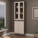 Ver imagem 1 de Paneleiro de Cozinha com 4 Portas e Porta de Vidro Bege/Ébano/Off White