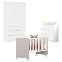 Ver imagem 1 de Quarto de Bebê Duda 3 Portas com Berço Nacional Doce Sonho 3540 Branco Brilho – Phoenix Baby