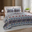 Ver imagem 1 de Colcha Patchwork Queen Size Dupla Face C/ Porta Travesseiro Lucca 4 Rozac