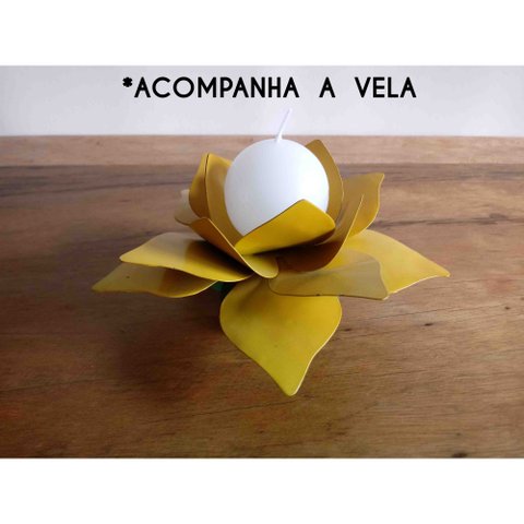 Castiçal de Ferro para Mesa de Jantar Artesanal Moderno Para Decoração - Amarelo