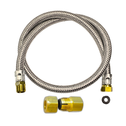 Mangueira Gás Encanado Flexível Malha de Aço e Adaptador:adaptador + Mangueira 1 M