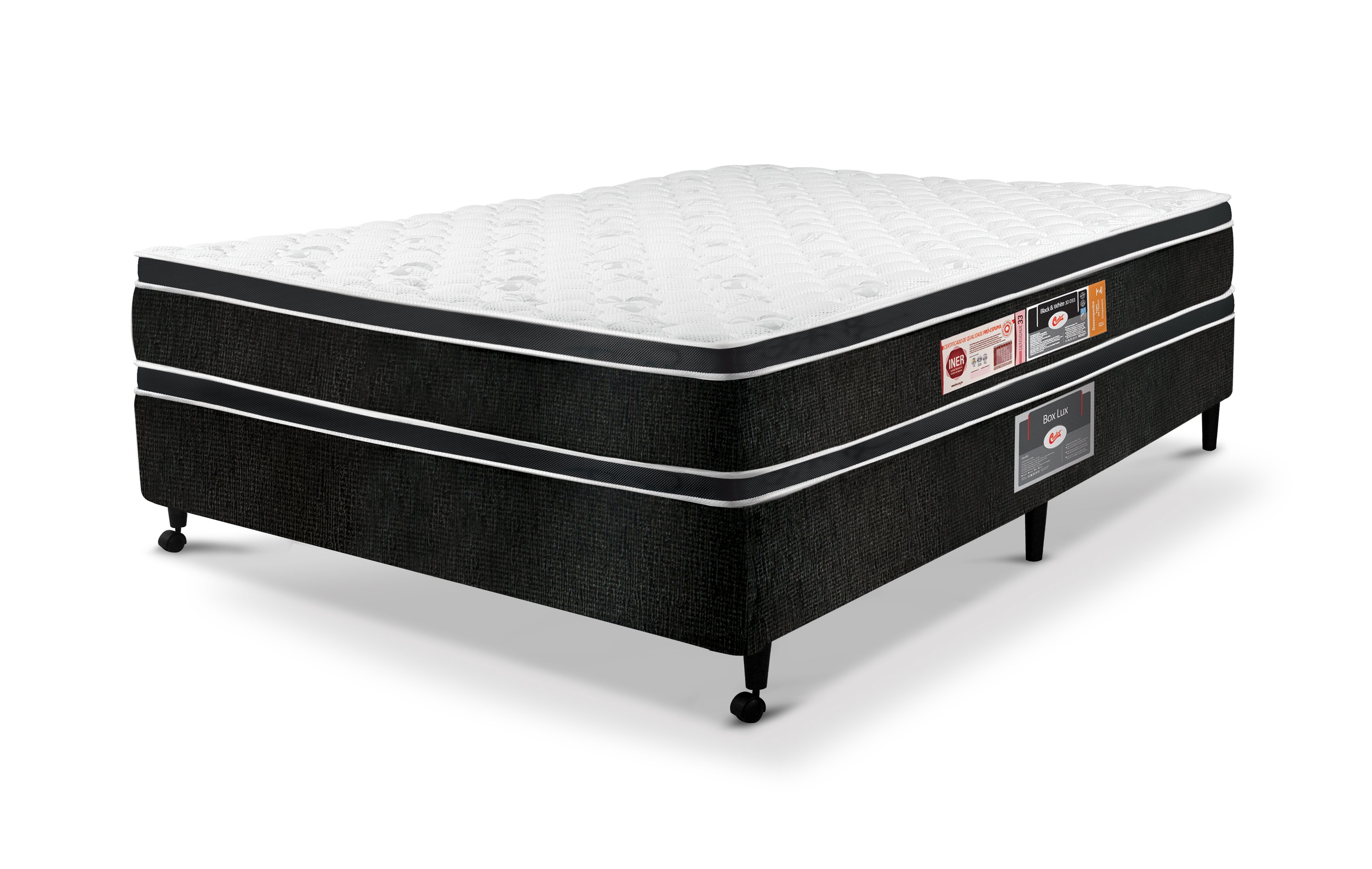 Cama Castor Casal Black e White Air Double Face D33 138x188x54 + Box Castor