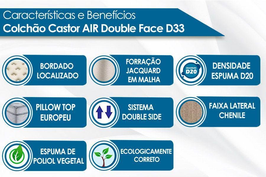 Cama Castor Casal Black e White Air Double Face D33 138x188x54 + Box Castor - 4