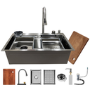 Ver imagem 5 de Cuba Cozinha Gourmet Inox 304 Escovada Torneira Extensível Cascata Dispenser Tábua Escorredor Cesto