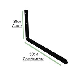 6x Suporte Cantoneira Reforçada sem Mão Francesa- 50cm- Preta- Marca Hayner - 4