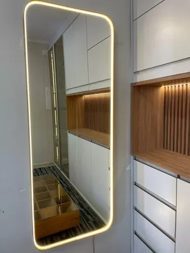 Ver imagem 2 de Espelho Orgânico Decorativo Lapidado com Led 170x70 Cm E14 para Sala, Quarto, Banheiro, 3000 220v