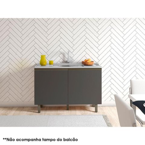 Balcão de Pia Ambiente Porto 120cm Carvalho Grafite – Poliman