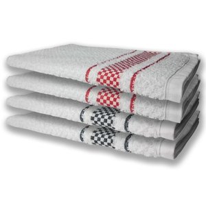 4 Panos de Prato Atoalhado Felpudo Premium Preto+Vermelho
