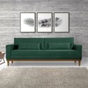 Ver imagem 1 de Sofá Living Valência 2,20mt C/base Madeira- Espuma 8 cm C/ 2 Almofdas Verde- Estofado Pérola