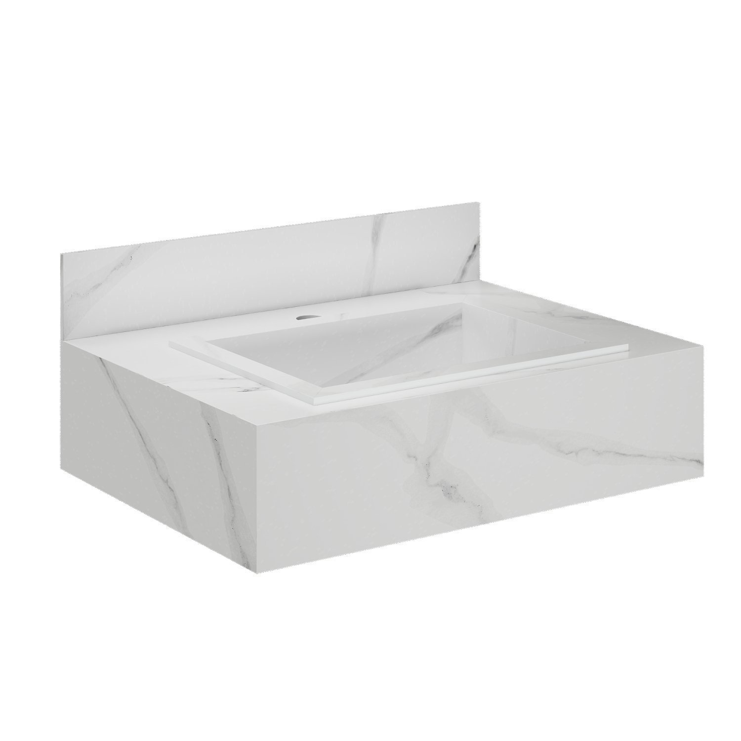 Bancada em Porcelanato para Banheiro 60cm  Com Cuba BRANCO - 2