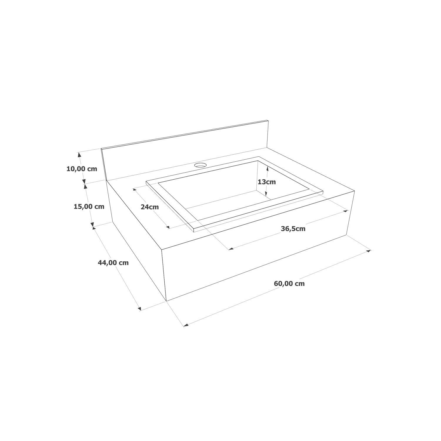 Bancada em Porcelanato para Banheiro 60cm  Com Cuba BRANCO - 3