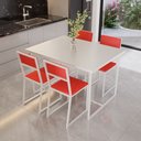 Ver imagem 1 de Conjunto Mesa de Jantar Retangular Branca 4 Cadeiras Brancas Riviera Industrial Don Castro Decor Riv