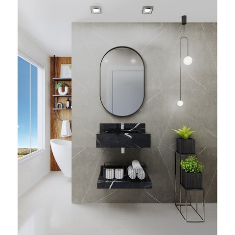 Bancada em Porcelanato Para Banheiro Completo Alto Padrao 60cm Com Cuba