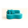 Conjunto Decorativo 02 Poltronas + Sofá Curvo Orgânico Nature Gaia Suede Azul Turquesa - Montanaris  - 2