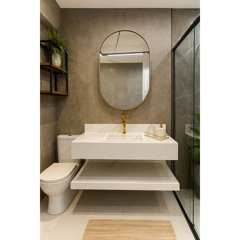 Bancada em Porcelanato para Banheiro 80cm Com Cuba