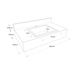 Bancada em Porcelanato para Banheiro 80cm Com Cuba - 3