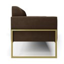 Ver imagem 4 de Sofá Namoradeira Base Industrial Alta Dourado Marisa Suede Marrom D03 - D’Rossi