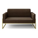 Ver imagem 3 de Sofá Namoradeira Base Industrial Alta Dourado Marisa Suede Marrom D03 - D’Rossi