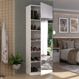 Sapateira Divino 1 Porta com Espelho 6 Prateleiras  - 1