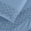 Ver imagem 5 de Jogo Cama Lençol Bouclê Solteiro Micro Percal 200 Fios C/ Laise Bordada 3 Peças - Azul Ice Blue