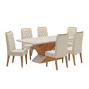 Ver imagem 2 de Conjunto Sala de Jantar Mesa Epic Tampo Vidro/MDF com 6 Cadeiras Iza Bege/Mel/Off White