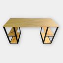 Ver imagem 3 de Mesa De Escritório Industrial Com 2 Prateleiras 160x50x75Alt Madeira Pinus 30mm