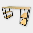 Ver imagem 1 de Mesa De Escritório Industrial Com 2 Prateleiras 160x50x75Alt Madeira Pinus 30mm